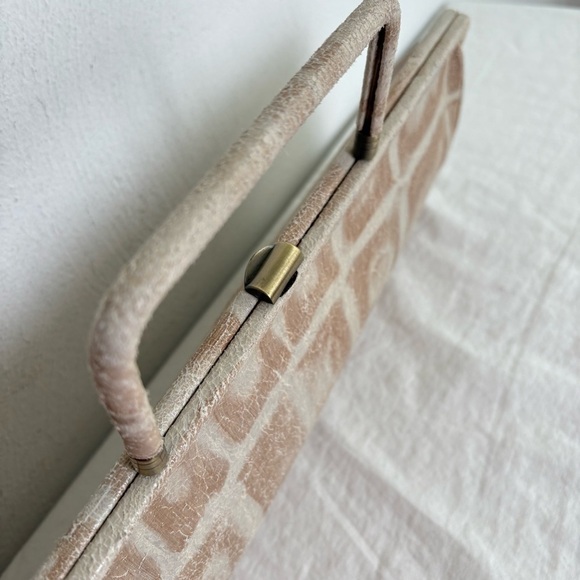 HOBO International Genuine Leather Neutral Animal Print Satchel Clutch Bag - Picture 8 of 17